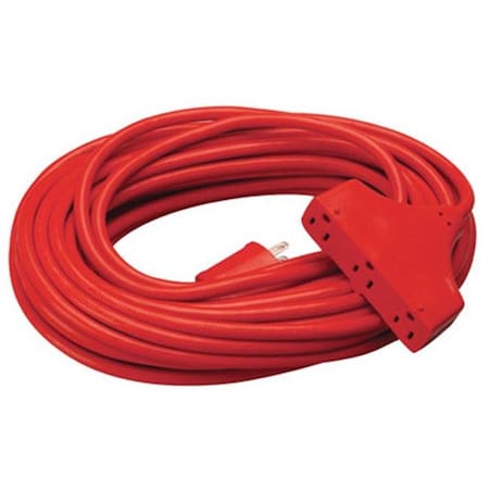 Master Electronics Extension Cord, Outdoor, 3 Outlets, Red, 25 ft 441477